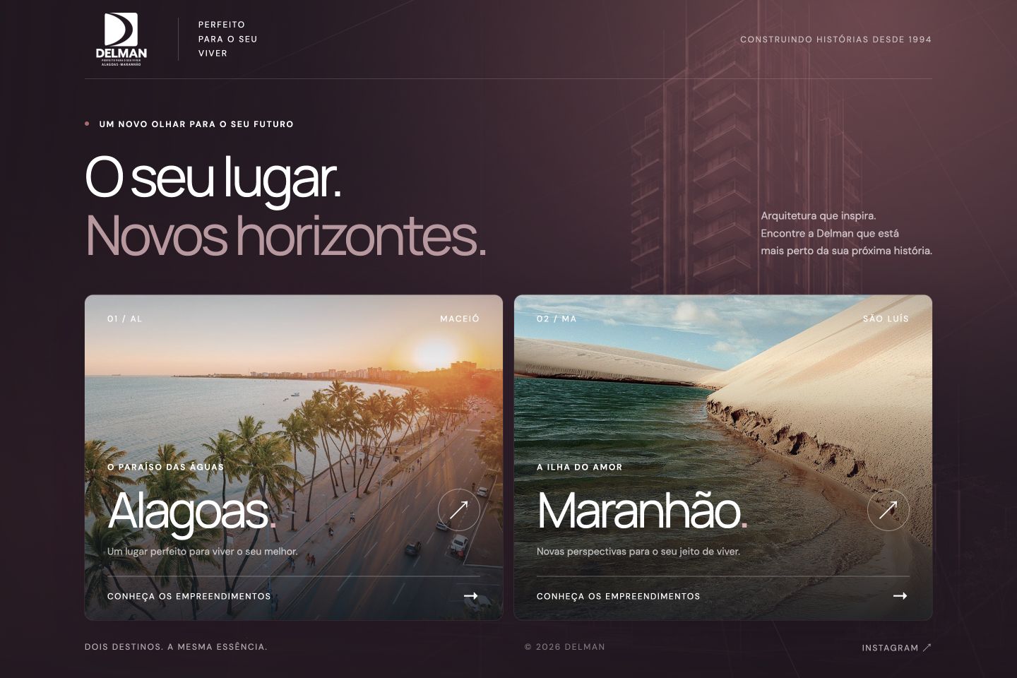 Captura real da página inicial do site Delman